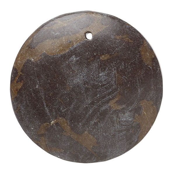 Focal, portoro marble (natural), 39-41mm puffed flat round with flat back, C grade, Mohs hardness 3. Sold individually. image number 0