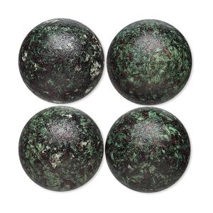 Cabochon, coated acrylic, opaque dark green and multicolored, 18mm non-calibrated round with speckles. Sold per pkg of 4.