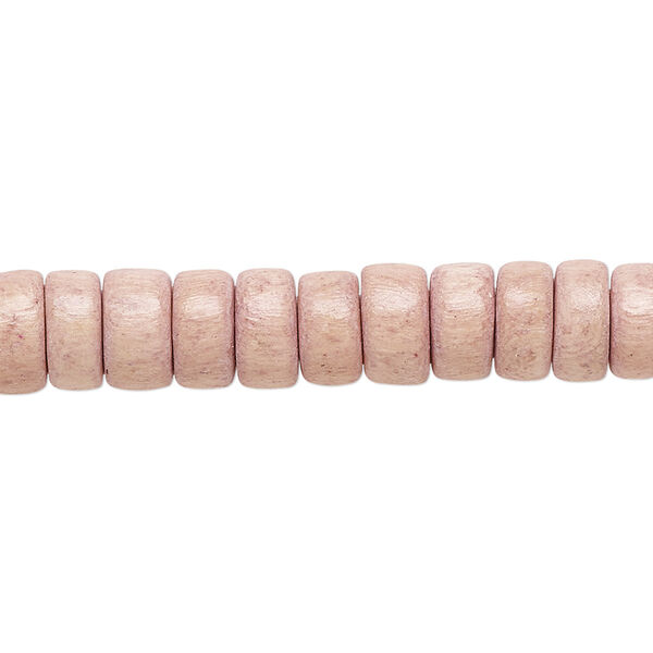 Bead, Taiwanese cheesewood (dyed / waxed), light mauve, 8x4mm rondelle. Sold per pkg of (2) 15" to 16" strands. image number 0
