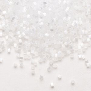 Seed bead, Delica®, glass, pkg/250g, #11 round, opaque silk satin crystal white (DB-0635).