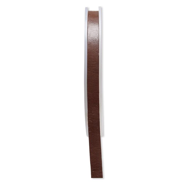 Cord, leather, brown, 8mm flat. Sold per 5-yard spool. image number 0