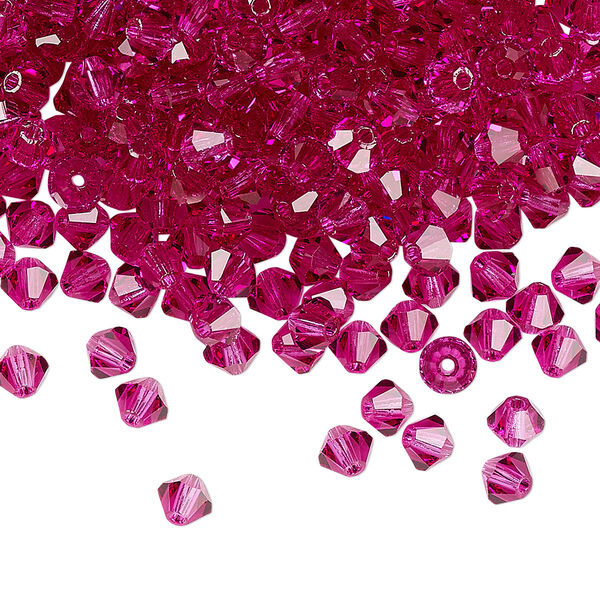 Bead 144pk fuchsia, Preciosa Czech crystal 4mm bicone image number 0