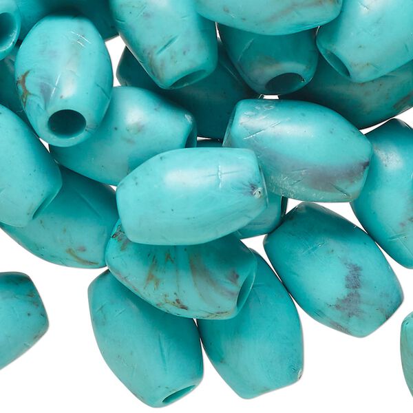 Bead, acrylic, turquoise blue, 15x11mm oval. Sold per pkg of 100. image number 0