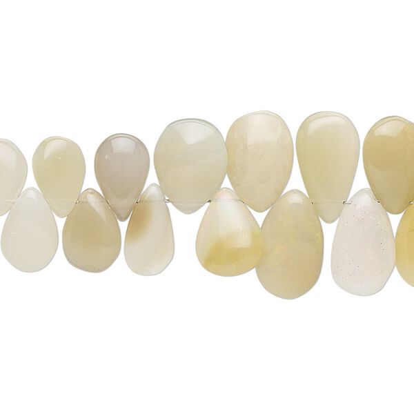 Ethiopian amber opal 1pkg1, hand-cut top-drilled puffed teardrop bead natural 8 inch graduated 7x5mm-13x9mm image number 0
