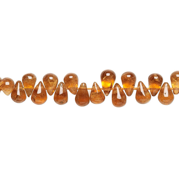 Spessartite garnet 1pkg1, hand-cut top-drilled teardrop bead natural 7 inch 4x3mm-8x4mm image number 0