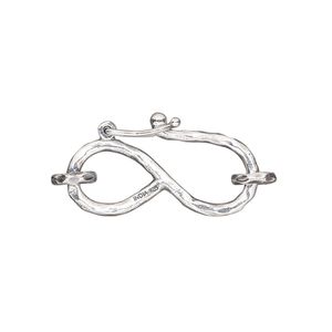 Clasp S-hook 1pkg1 sterling silver, 25x13.5mm hammered / safety latch / 6mm 15 gauge closed jump ring, antiqued 1-strand