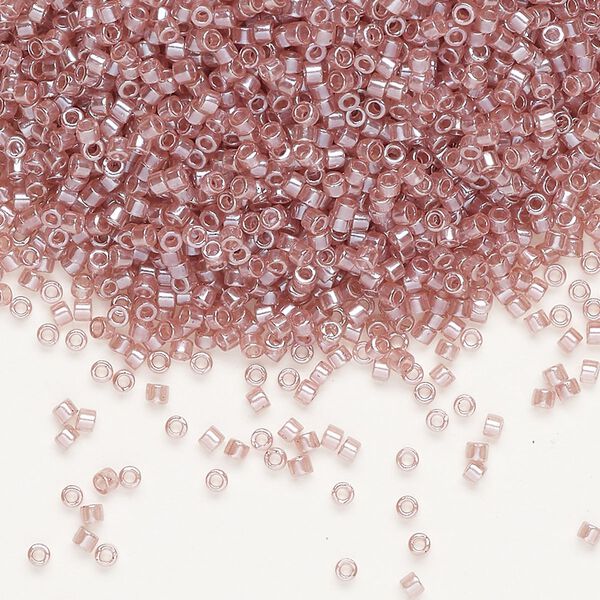 Seed bead, Delica®, glass, pkg/7.5g, #11 round, translucent glazed luster light rose (DB-1482-1). image number 0