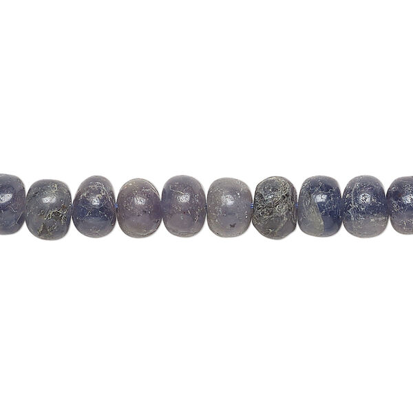Bead, iolite (natural), medium to dark, 6x4mm-7x6mm hand-cut rondelle, Mohs hardness 7 to 7-1/2. Sold per 13-inch strand, approximately 75 beads. image number 0