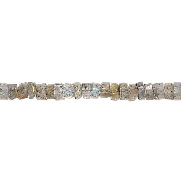Bead, labradorite (natural), 4x2mm-5x4mm hand-cut faceted heishi, B grade, Mohs hardness 6 to 6-1/2. Sold per 13-inch strand. image number 0