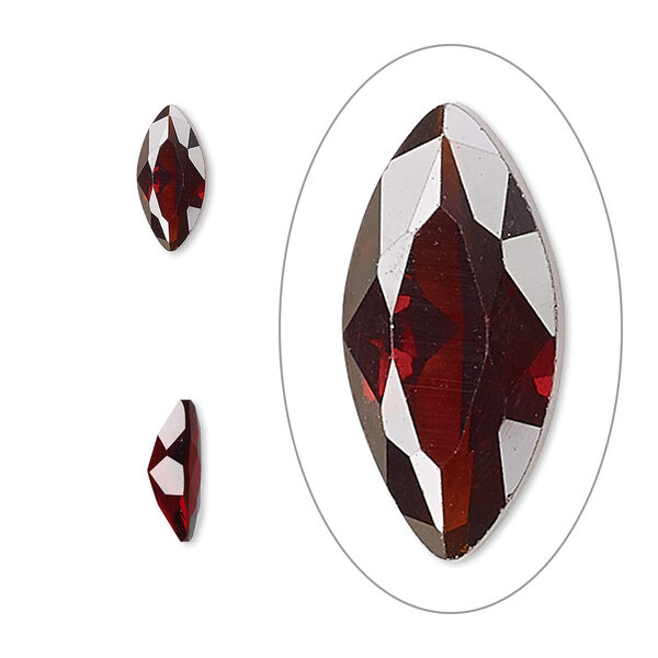 Gem, cubic zirconia, garnet red, 10x5mm faceted marquise, Mohs hardness 8-1/2. Sold individually. image number 0