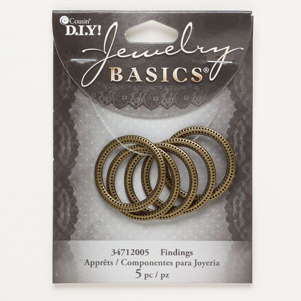 Component "pewter" (zinc-based alloy) 1pkg5 27mm round, antique brass finish image number 0