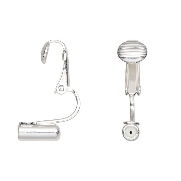 Ear wire 1pkg100, earclip converter, gold-plated brass / silicone, 16mm fishhook with 10mm barrel, fits up to 20 gauge earstud, 50 pair image number 1