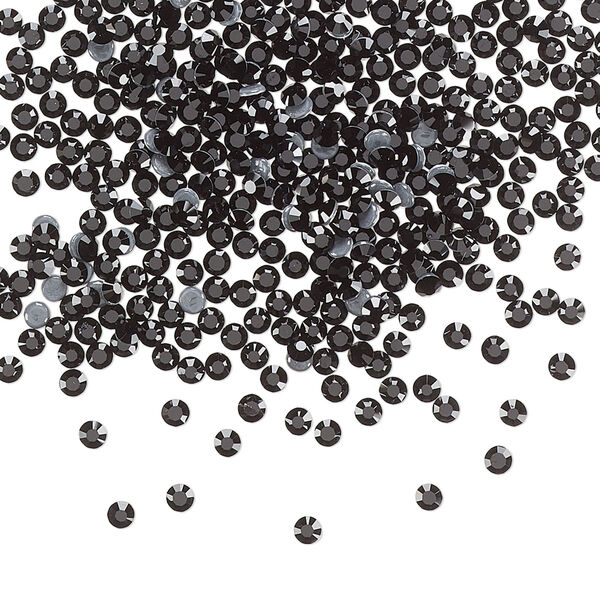 Flat back, Dance With Me™ crystal hotfix rhinestone, jet, foil back, 1.9-2.1mm rose, SS6. Sold per pkg of 144 (1 gross). image number 0