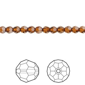 Bead 12pk light amber, Crystal Passions® 4mm round 5000