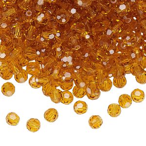 Bead 24pk topaz, Preciosa Czech crystal 4mm round