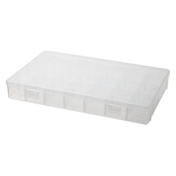 Organizer, plastic, 14x9x2 inch rectangle with 28 adjustable compartments. Sold individually. image number 1