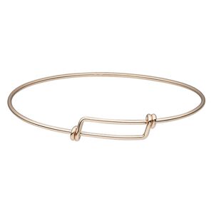 Bracelet, bangle, 14Kt rose gold-filled, 1.5mm wide, adjustable from 7-1/2 to 8-1/2 inches. Sold individually.