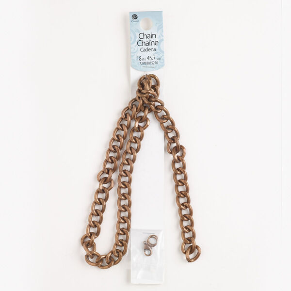 Chain and finding assortment, steel, pkg/1, antique copper finish, 10.8-11.1mm diamond-cut curb chain and mixed findings. image number 0