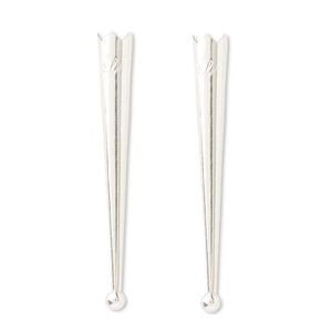 Bolo tip, sterling silver, 55x6mm with 4mm ball. Sold per pkg of 2.