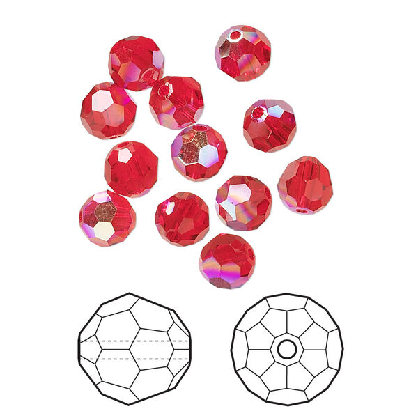 Bead 12pk light Siam AB, Crystal Passions® 6mm round 5000 image number 0