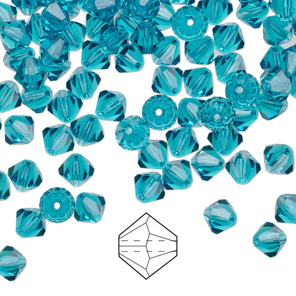 Bead 576pk blue zircon, Preciosa Czech crystal 5mm bicone image number 0