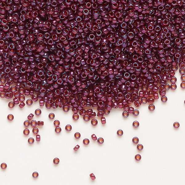 Seed bead, Miyuki, glass, pkg/250g, #15 rocaille, translucent gold luster cranberry (RR-313). image number 0