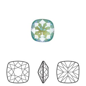 Fancy stone 1pk crystal silky sage DeLite, Crystal Passions® 12mm cushion 4470