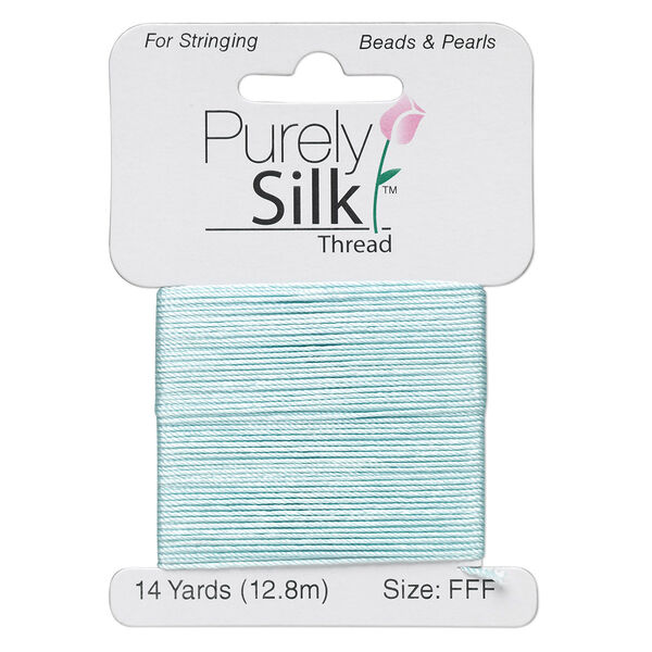 Thread, Purely Silk™, turquoise blue, size FFF. Sold per 14-yard card. image number 0
