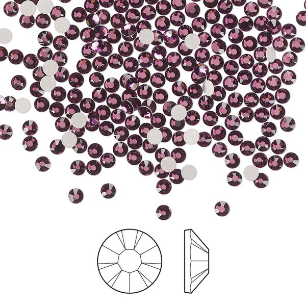 Flat back 144pk amethyst foil back, Preciosa MAXIMA Czech crystal rhinestone 2.1-2.3mm chaton rose round SS7 image number 0