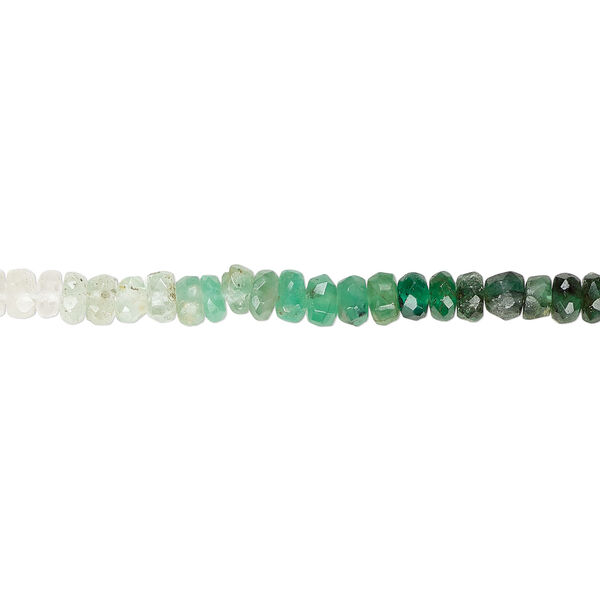 Emerald 1pkg1, hand-cut faceted rondelle bead 15 inch 3x1mm-5x3mm image number 1