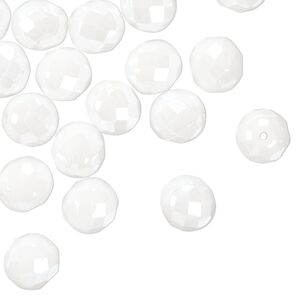 Preciosa Czech fire-polished glass 1pkg50, faceted round bead opaque snow white luster alabaster 8mm