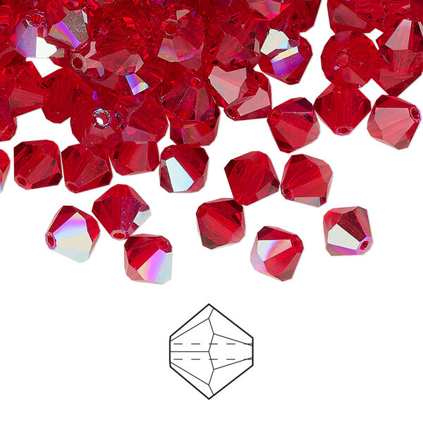 Bead 288pk light Siam glitter, Preciosa Czech crystal 6mm bicone image number 0