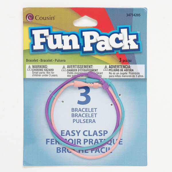 Bracelet cord, silicone, pkg/3, multicolored, 6-1/2-inches. image number 0