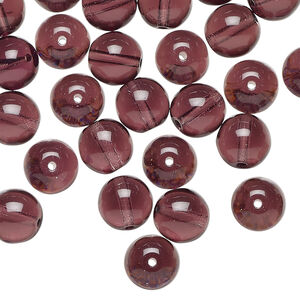 Bead 1pkg50, Czech glass druk, transparent amethyst purple, 8mm round.