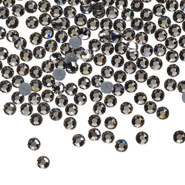 Flat back, Dance With Me™ crystal hotfix rhinestone, black diamond, foil back, 3-3.2mm rose, SS12. Sold per pkg of 144 (1 gross). image number 0