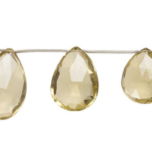 Golden quartz 1pkg8, hand-cut top-drilled faceted puffed teardrop bead 22x17mm-30x19mm image number 0