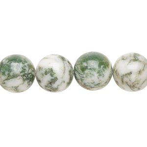 Tree agate 1pkg1, round bead natural 15.5-16 inch 12mm