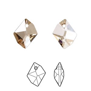 Drop 1pk crystal golden shadow, Crystal Passions® 14x11mm pendant cosmic 6680