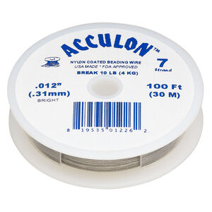 Beading wire, Acculon®, nylon-coated stainless steel, clear, 7 strand, 0.012-inch diameter. Sold per 100-foot spool.