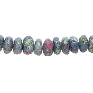 Ruby in kyanite / ruby in zoisite 1pkg1, hand-cut rondelle bead natural 8 inch 7x4mm-9x6mm