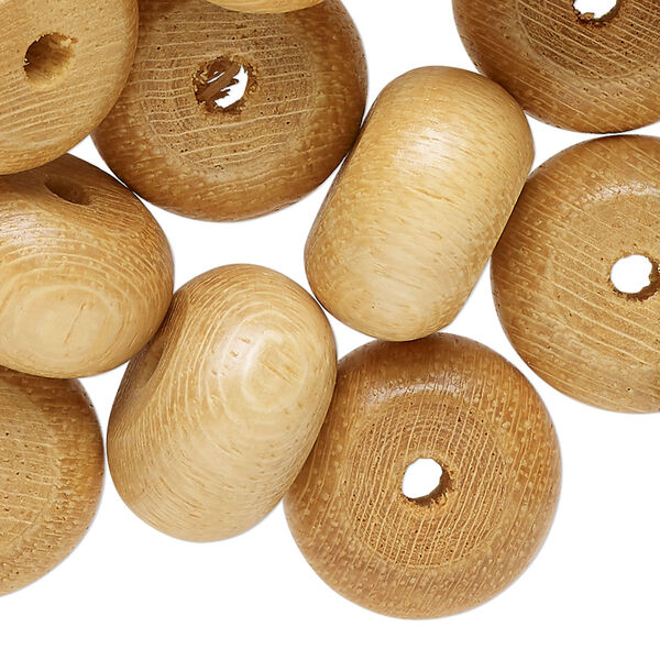 Bead, wood (waxed), natural, 19x11mm rondelle. Sold per pkg of 100. image number 0
