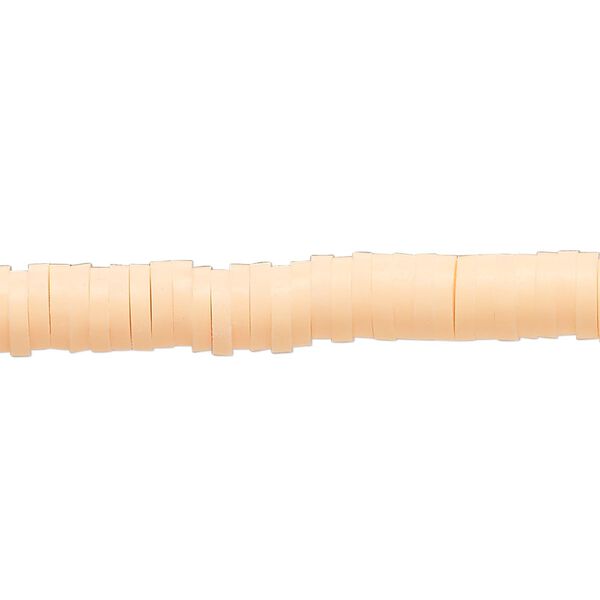 Bead, polymer clay, opaque peach, 6x1-1/2mm heishi. Sold per pkg of (2) 16-inch strands. image number 0