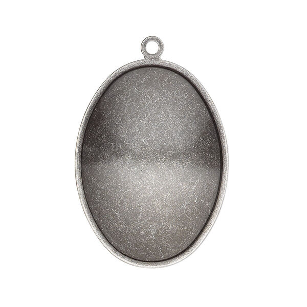 Focal, Almost Instant Jewelry®, antique silver-plated brass, 32x23.5mm oval with 30x22mm oval setting. Sold per pkg of 2. image number 0