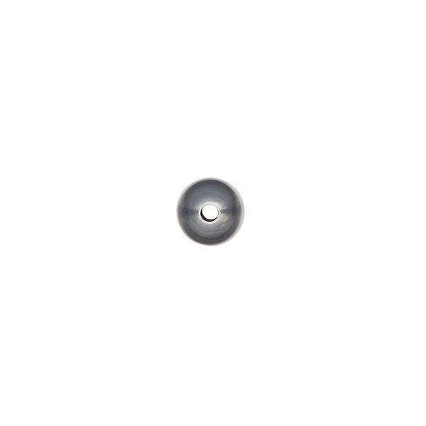 Bead, Navajo pearl style, brushed oxidized sterling silver, 7mm round. Sold individually. image number 1