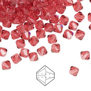 Bead 144pk Indian pink, Preciosa Czech crystal 5mm bicone