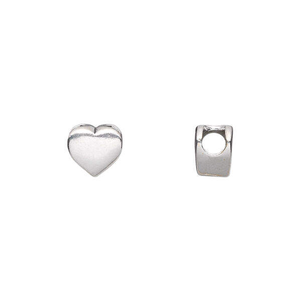 Bead, sterling silver, 7.5x7mm blank alphabet heart. Sold individually. image number 0