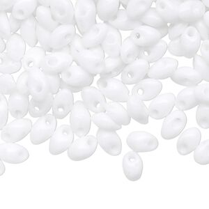 Seed bead, Miyuki, glass, pkg/250g, 7x4mm long magatama, opaque white, (LMA-402).