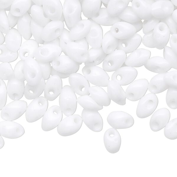 Seed bead, Miyuki, glass, pkg/250g, 7x4mm long magatama, opaque white, (LMA-402). image number 0