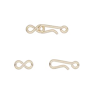 Clasp hook&eye 1pkg1 14Kt gold-filled, 10x4mm hook / 9x4mm eye, 1-strand