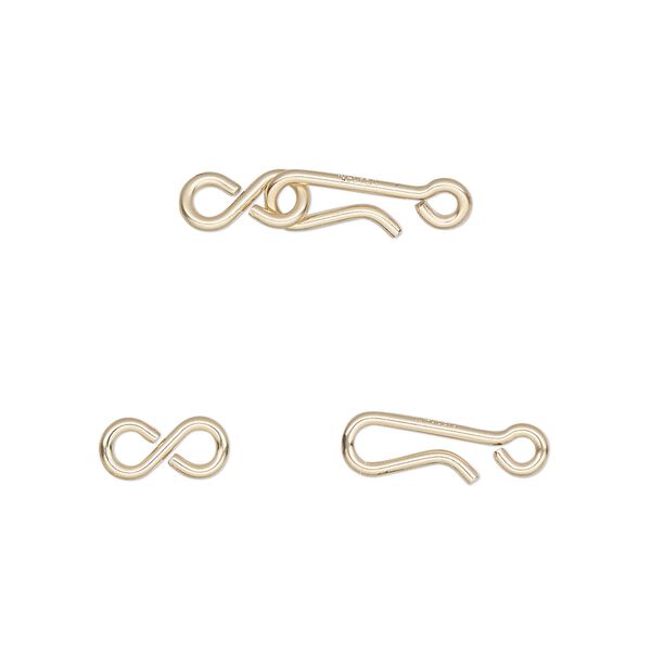 Clasp, hook-and-eye, 14Kt gold-filled, pkg/1, 9x4mm, 18 gauge. image number 0